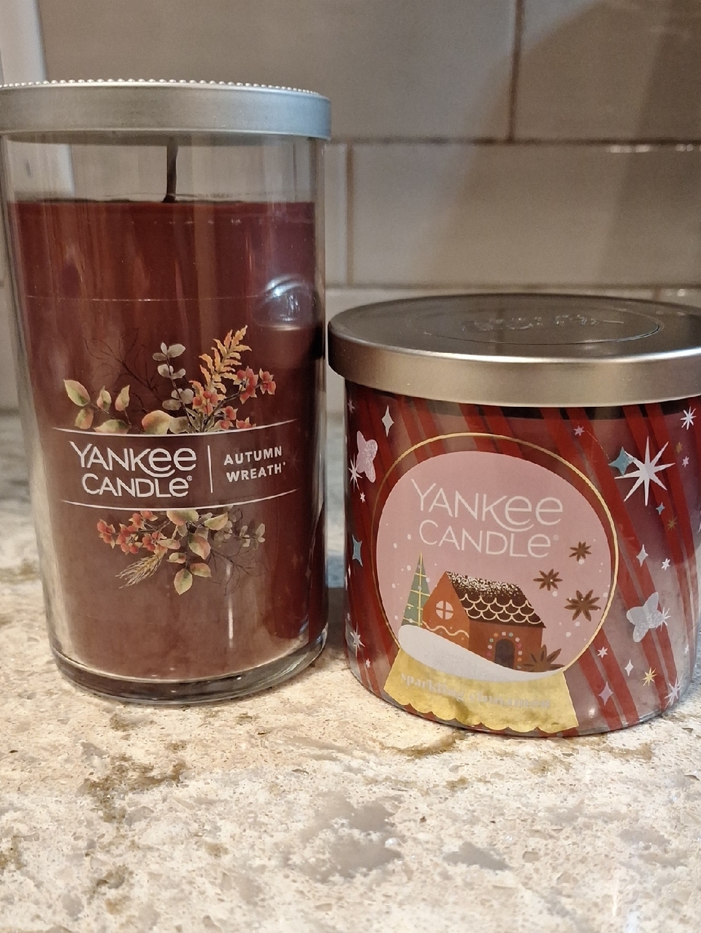 Yankee Candle Medium Pillar & 3-wick Duo - Autumn Wreath & Sparkling Cinnamon